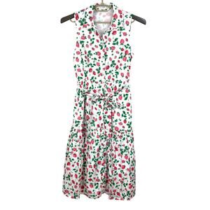 J. Crew Factory Sleeveless Midi Shirtdress Strawberry Print Novelty cottage prep